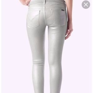 HUDSON platinum/silver coated Krista skinny jeans.